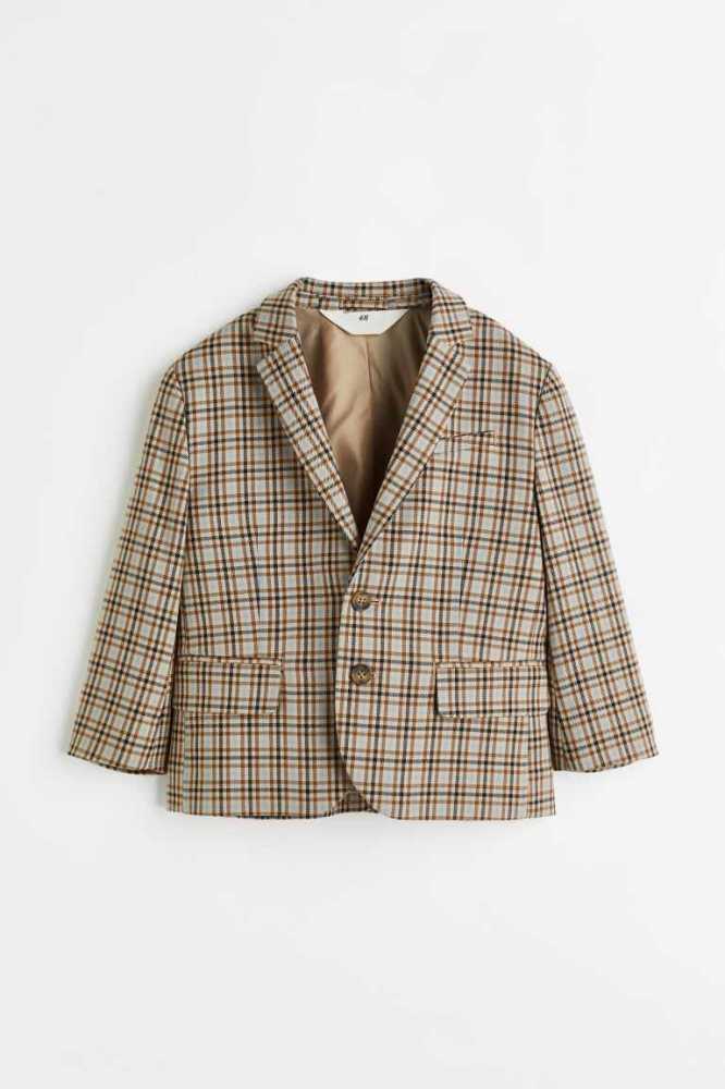 H&M Single-breasted Twill Blazer Oberbekleidung Kinder Hellbeige | 6805-SZCLM