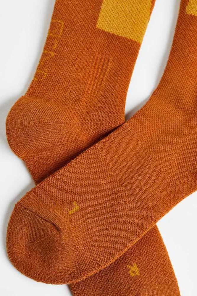 H&M Ski Socken Herren Braun Senfgelb Gelb | 7185-PVUNG