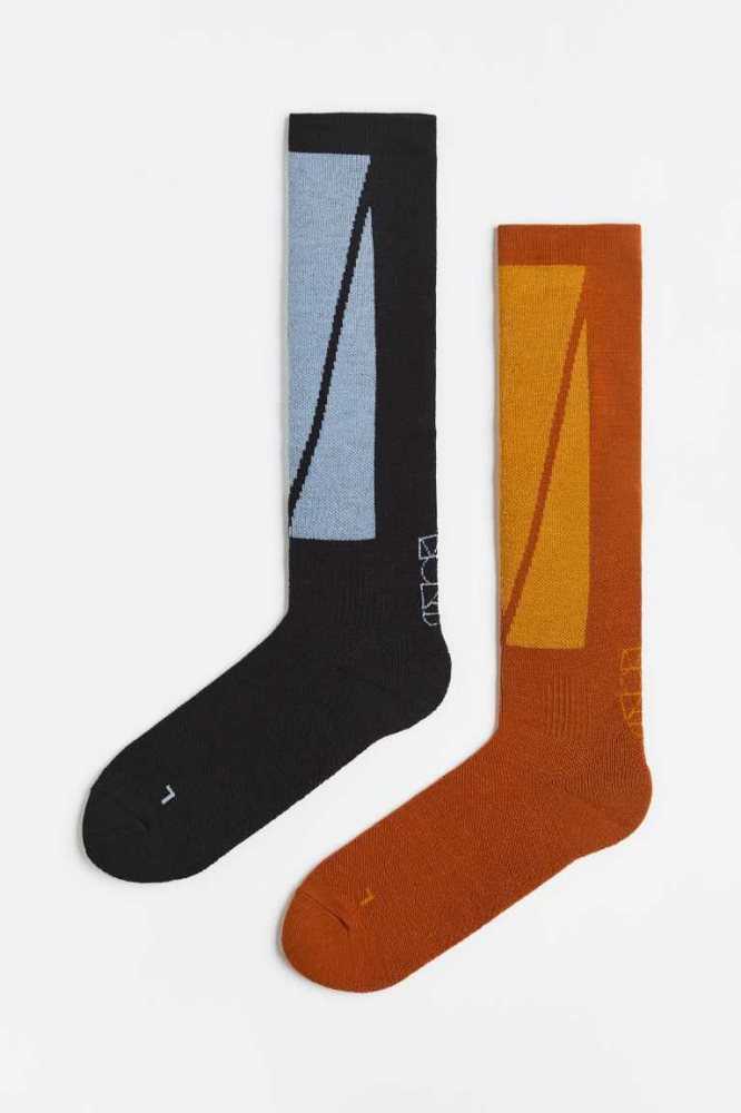 H&M Ski Socken Herren Braun Senfgelb Gelb | 7185-PVUNG