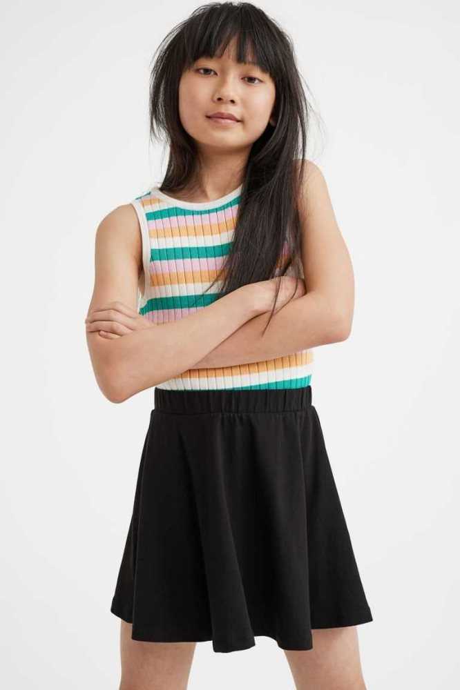 H&M Skirt Jersey Kinder Schwarz | 2450-NRTSG