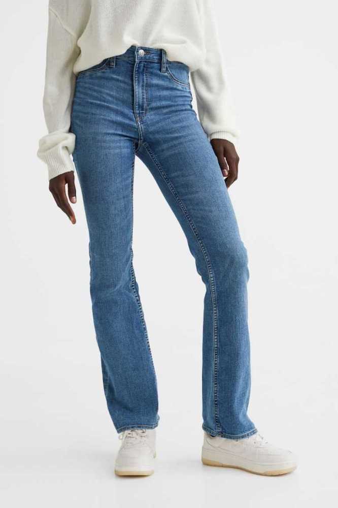 H&M Slim Bootcut High Jeans Damen Dunkelblau | 7634-IZXVG