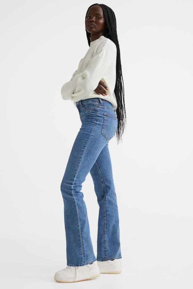 H&M Slim Bootcut High Jeans Damen Dunkelblau | 7634-IZXVG