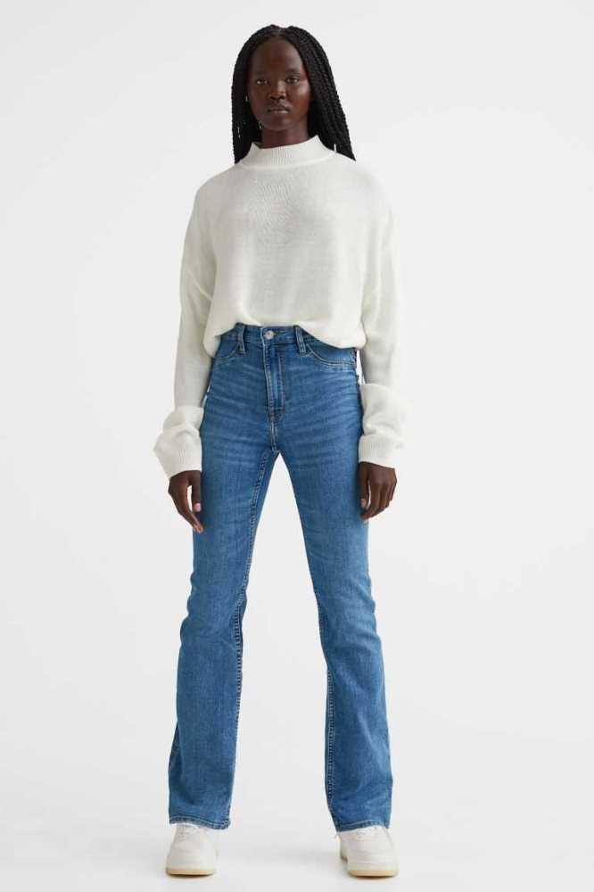 H&M Slim Bootcut High Jeans Damen Dunkelblau | 7634-IZXVG