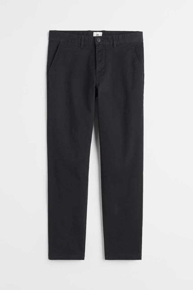 H&M Slim Fit Baumwoll Chinos Hose Herren Schwarz | 0472-XTGON