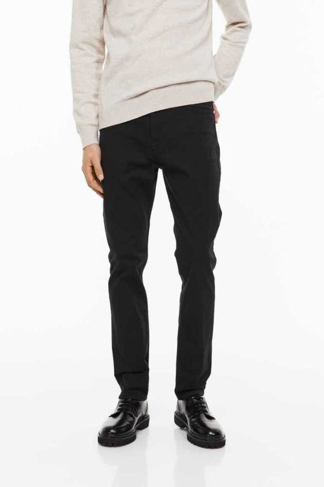 H&M Slim Fit Baumwoll Twill Hose Herren Dunkelgrau | 0683-VFZMN