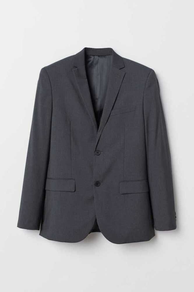 H&M Slim Fit Blazer Blazer Herren Dunkelgrau | 2649-RDMIZ