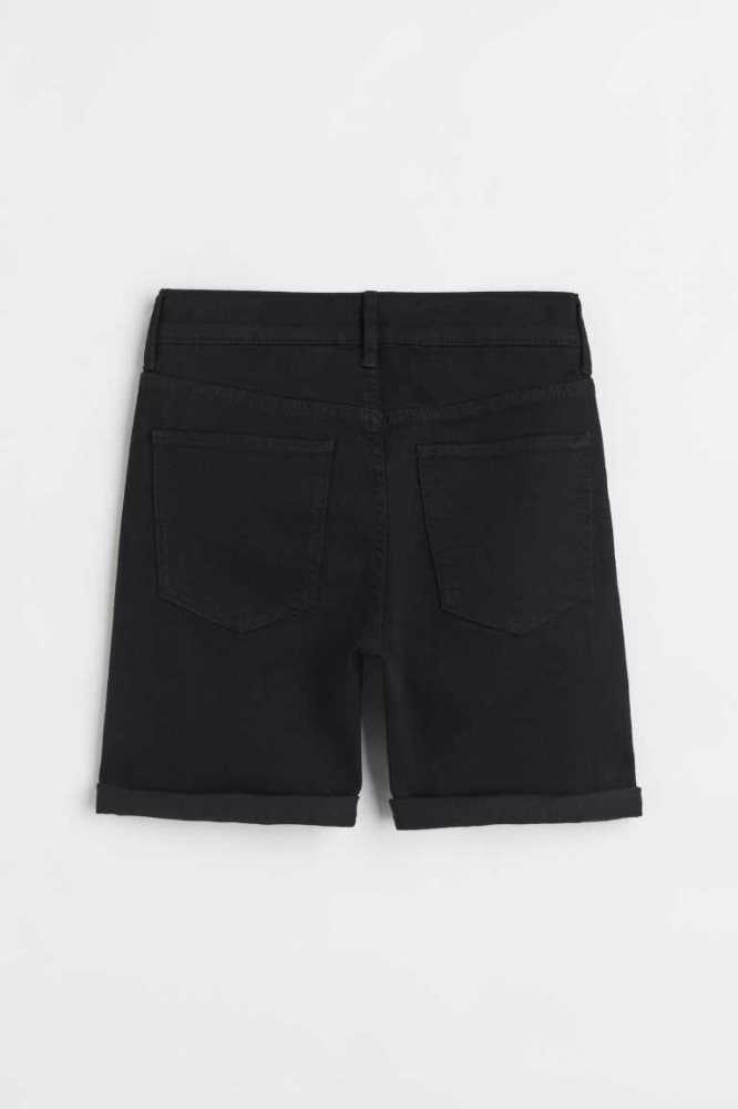 H&M Slim Fit Denim Kurze Hose Kinder Schwarz | 5738-HWKYL