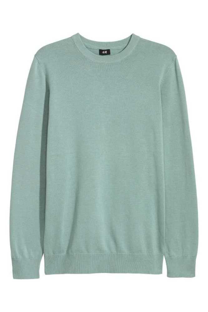 H&M Slim Fit Fine-knit Baumwoll Pullover Herren Blau | 3412-JGPVF