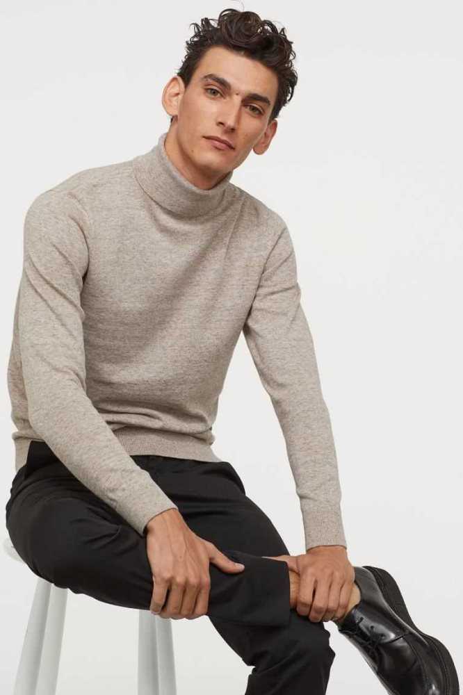 H&M Slim Fit Fine-knit Turtleneck Pullover Herren Dunkelgrün | 2908-YJUEF