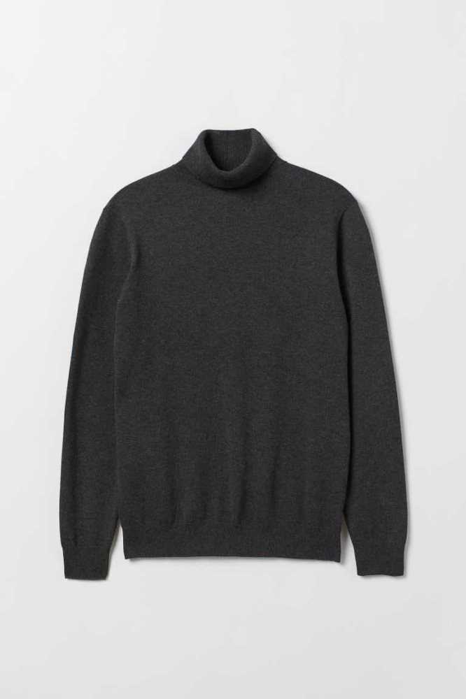 H&M Slim Fit Fine-knit Turtleneck Pullover Herren Dunkelgrün | 2908-YJUEF