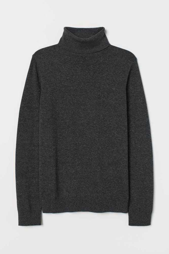 H&M Slim Fit Fine-knit Turtleneck Pullover Herren Dunkelgrün | 2908-YJUEF