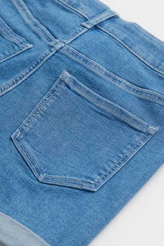 H&M Slim Fit High Denim Kurze Hose Kinder Hellblau | 6984-AOSUE