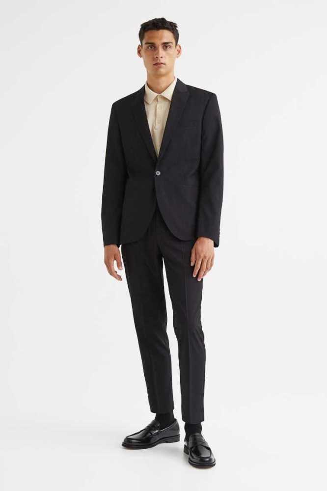 H&M Slim Fit Jacket Blazer Herren Schwarz | 8796-VOAPK