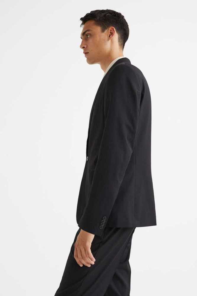 H&M Slim Fit Jacket Blazer Herren Schwarz | 8796-VOAPK