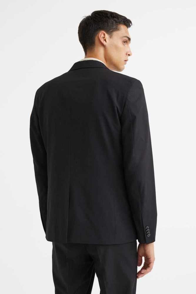 H&M Slim Fit Jacket Blazer Herren Schwarz | 8796-VOAPK