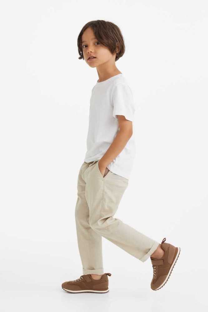 H&M Slim Fit Linen-blend Chinos Hose Kinder Hellblau | 1327-EOAWI