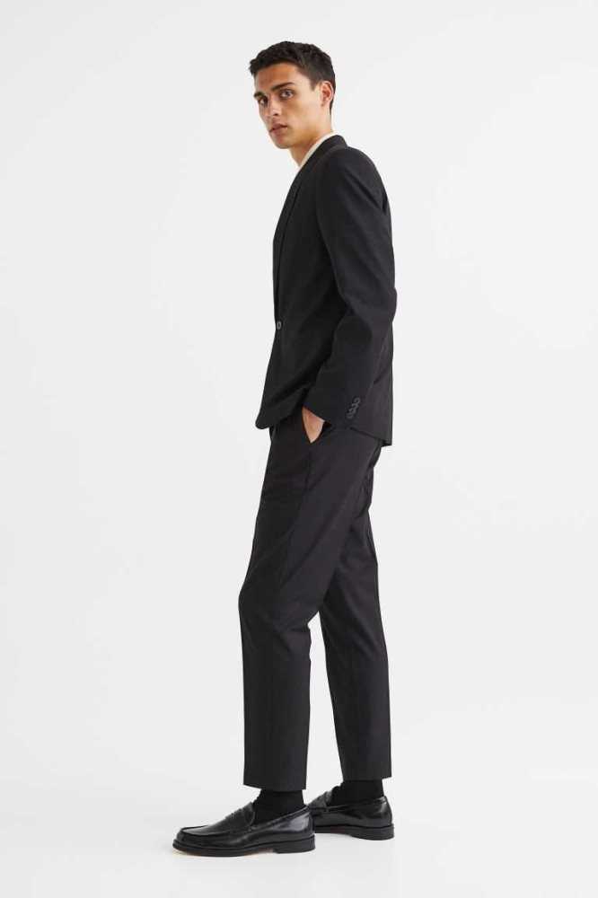 H&M Slim Fit Suit Pants Blazer Herren Schwarz | 1463-UMFTL