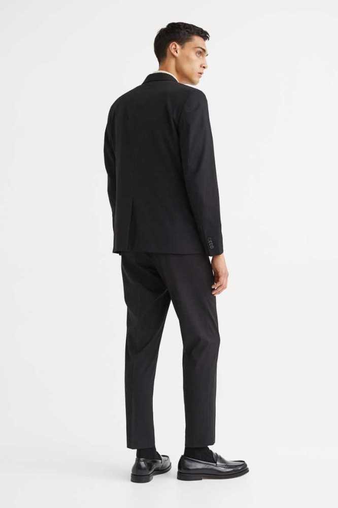 H&M Slim Fit Suit Pants Blazer Herren Schwarz | 1463-UMFTL