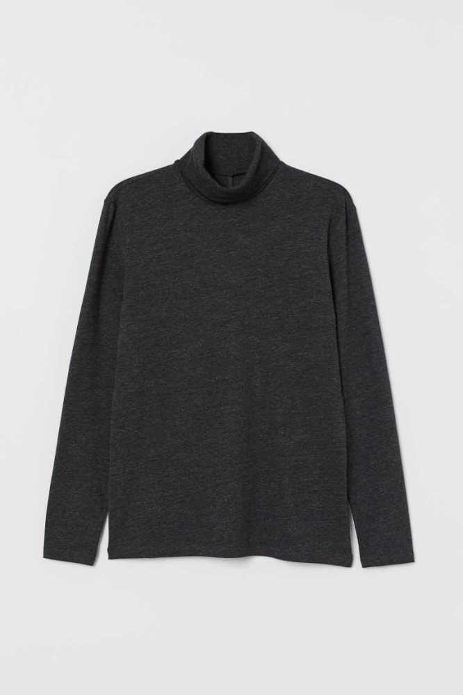 H&M Slim Fit Turtleneck T-shirts Herren Schwarz | 5081-FBGXO