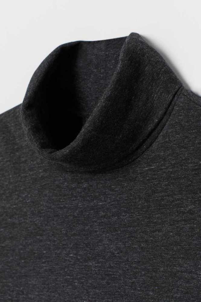 H&M Slim Fit Turtleneck T-shirts Herren Schwarz | 5081-FBGXO