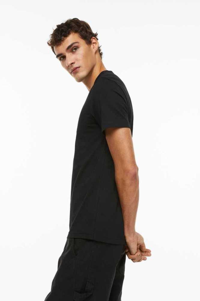 H&M Slim Fit V-neck T-shirts Herren Weiß | 3546-LTZAH