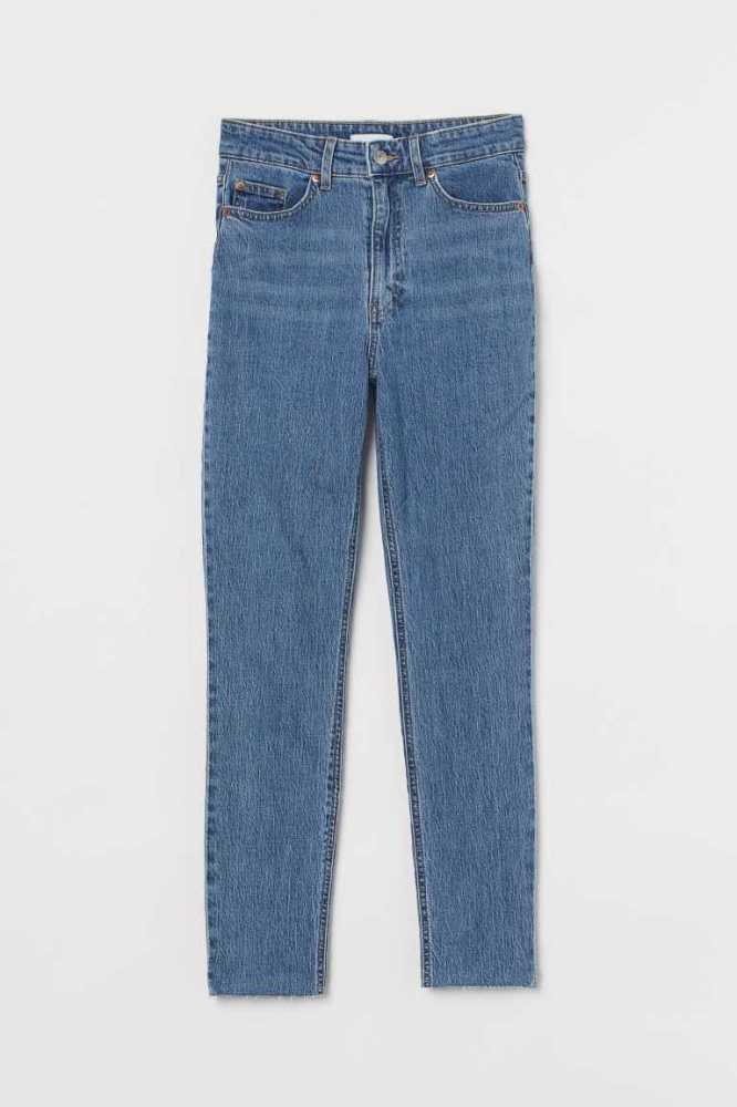 H&M Slim High Ankle Jeans Damen Hellblau | 6243-QAMCH