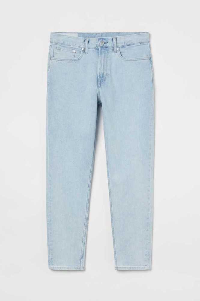 H&M Slim Tapered Cropped Jeans Herren Dunkelblau Grau | 0784-VXYOK