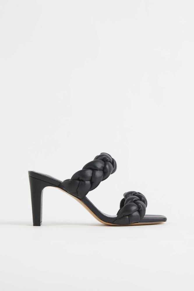 H&M Slip-on Sandalen Damen Schwarz | 6371-MGKDO