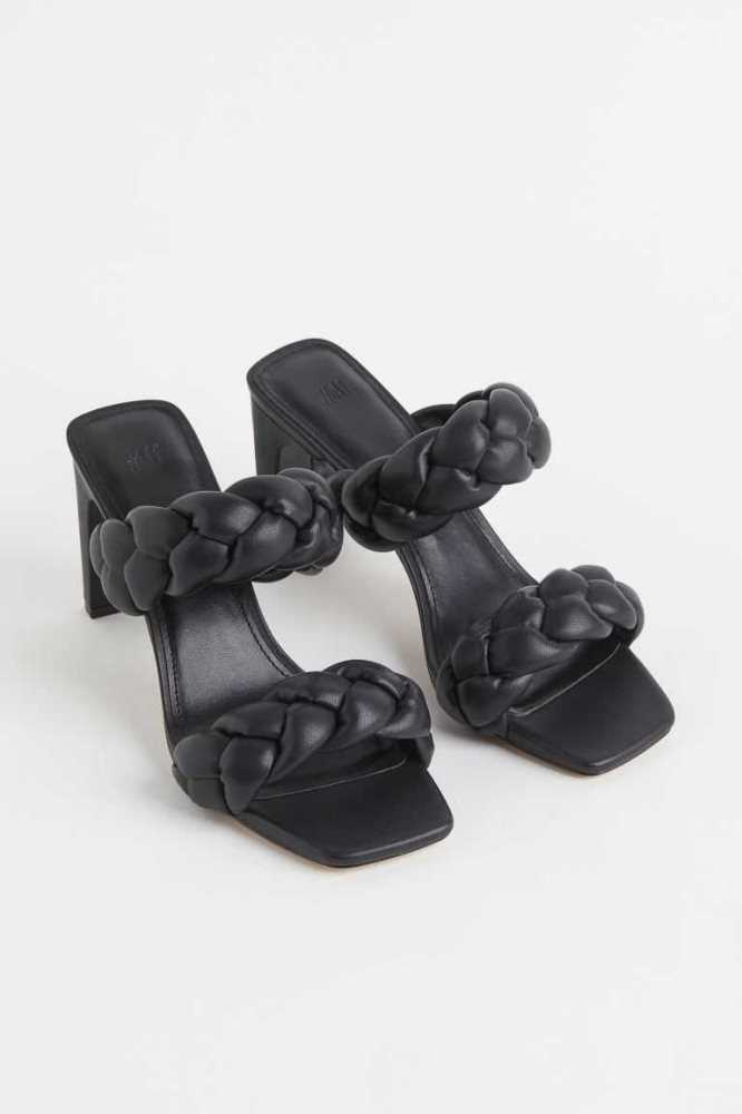 H&M Slip-on Sandalen Damen Schwarz | 6371-MGKDO