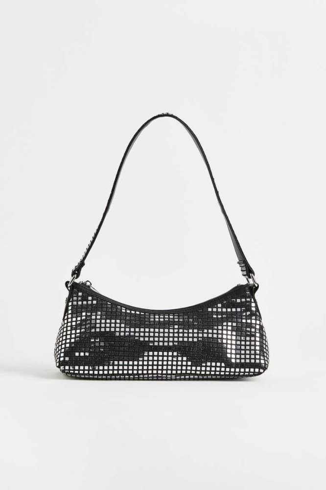 H&M Small Shoulder Tasche Damen Schwarz Silber | 8163-BRMCU