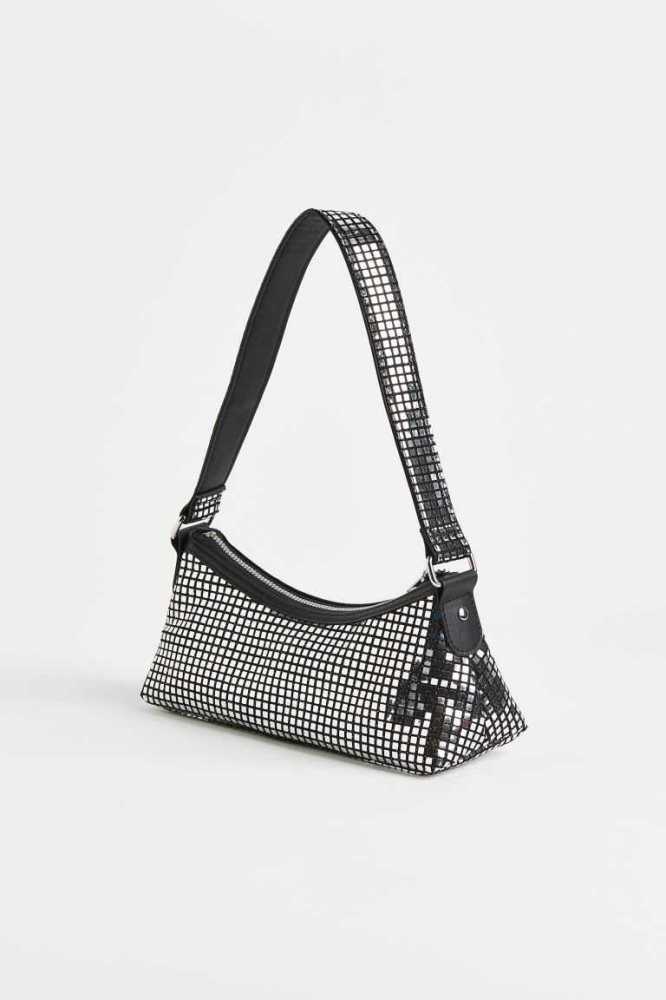 H&M Small Shoulder Tasche Damen Schwarz Silber | 8163-BRMCU