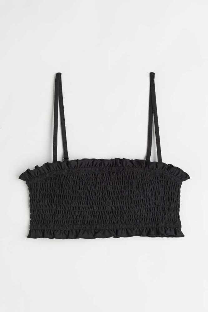 H&M Smocked Bandeau Bikini Top Strandkleidung Damen Helllila | 6409-CKNOD