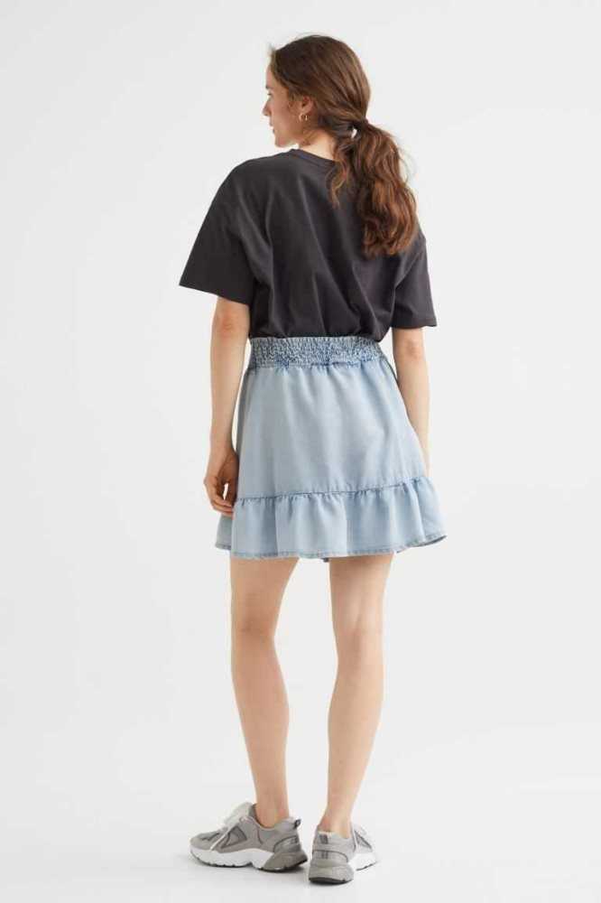 H&M Smocked-waist Röcke Damen Hellblau | 2981-RCBEP