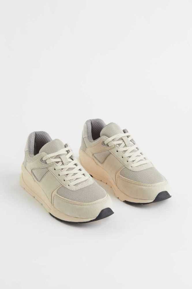 H&M Sneakers Damen Grau Hellgrau Grün | 2089-NQOBF