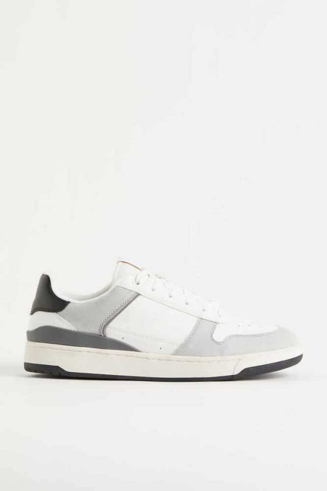 H&M Sneakers Herren Weiß Hellblau | 8912-KTMHB