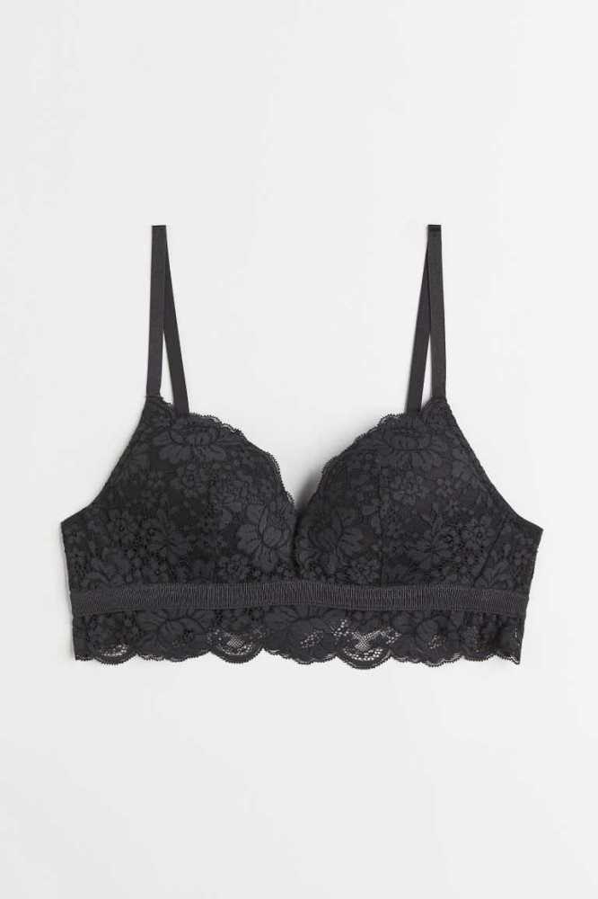 H&M Soft-cup Push-up Bralette Unterwäsche Damen Dunkelgrau | 6231-HBYMZ