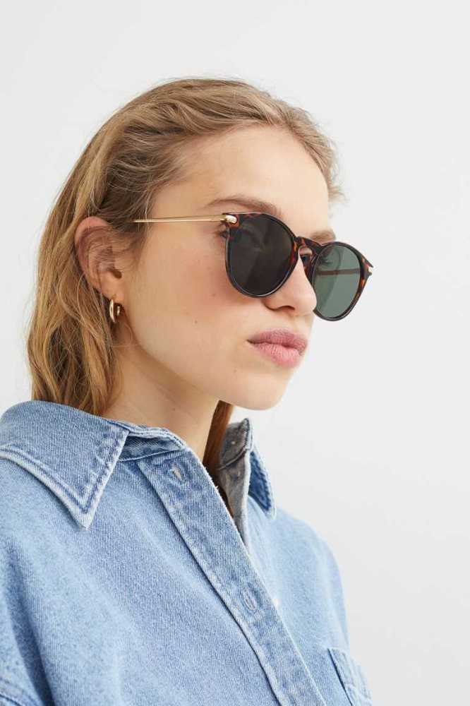 H&M Sonnenbrille Damen Dunkelbraun | 3857-RLTDK