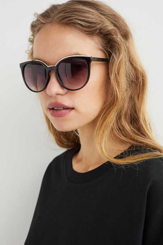 H&M Sonnenbrille Damen Schwarz | 7256-CIALN