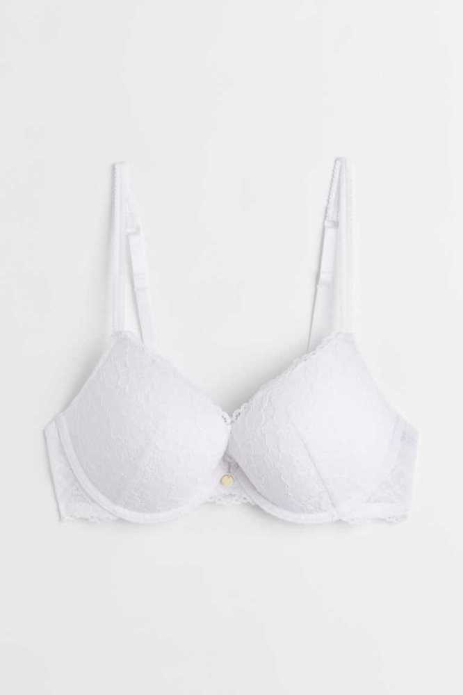 H&M Spitze Push-up Bra Unterwäsche Damen Weiß | 9472-BEIWK