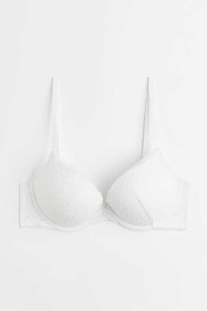 H&M Spitze Super Push-up Bra Unterwäsche Damen Weiß | 5764-UPOQM