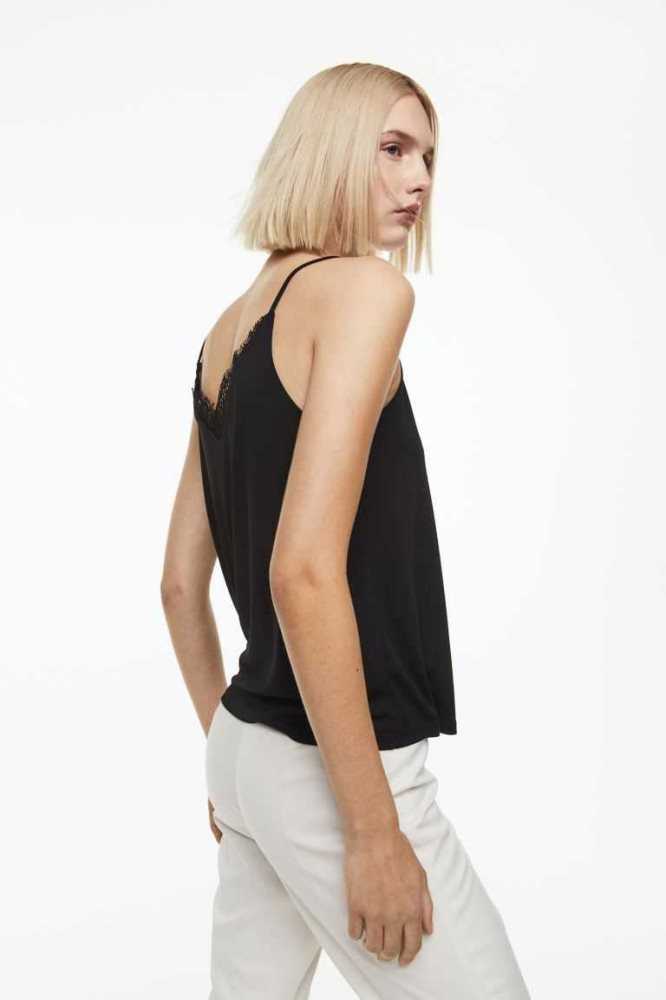 H&M Spitze-trimmed Camisole Oberteile Damen Weiß | 1876-NLVXO