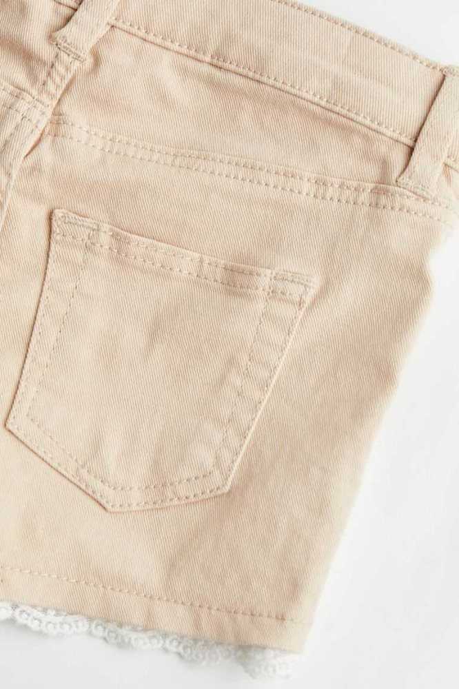 H&M Spitze-trimmed Twill Kurze Hose Kinder Hellbeige | 1045-BFNJH