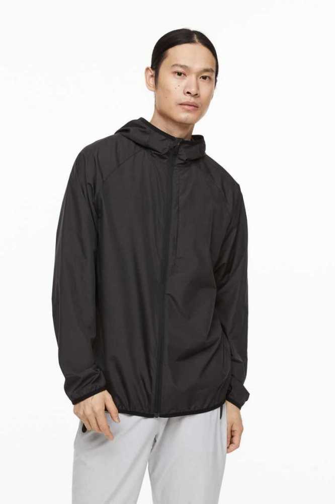 H&M Sports Windbreaker Sportbekleidung Herren Schwarz | 2057-XZYIA