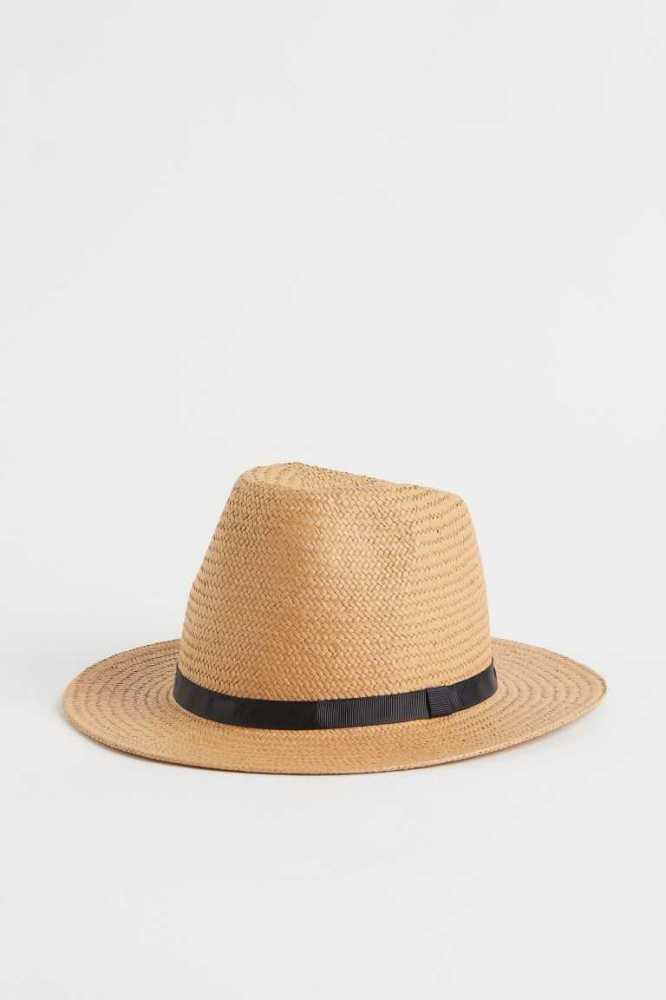 H&M Straw Hüte Damen Hellbeige | 2916-XDTAR