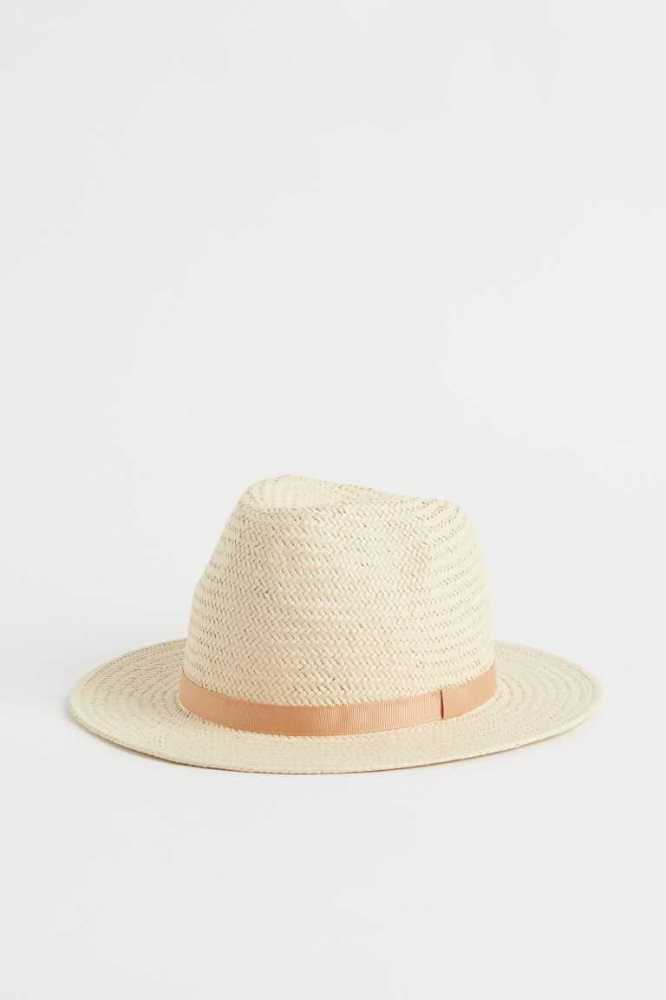 H&M Straw Hüte Damen Hellbeige | 2916-XDTAR