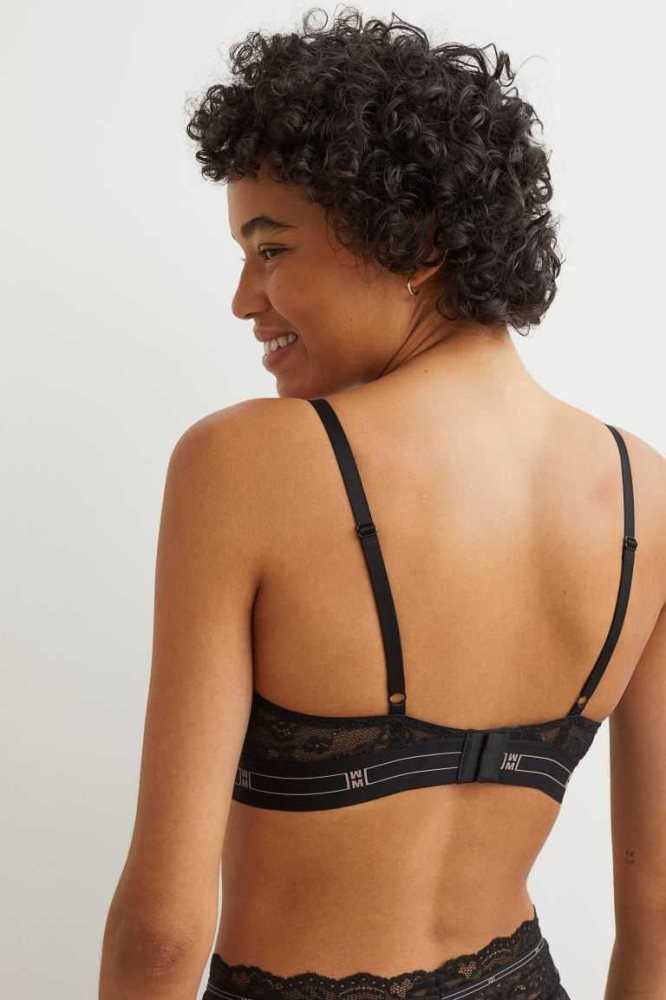 H&M Super Push-up Balconette Bra Unterwäsche Damen Schwarz | 3709-FKZDA