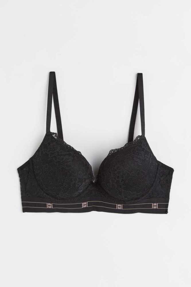 H&M Super Push-up Balconette Bra Unterwäsche Damen Schwarz | 3709-FKZDA