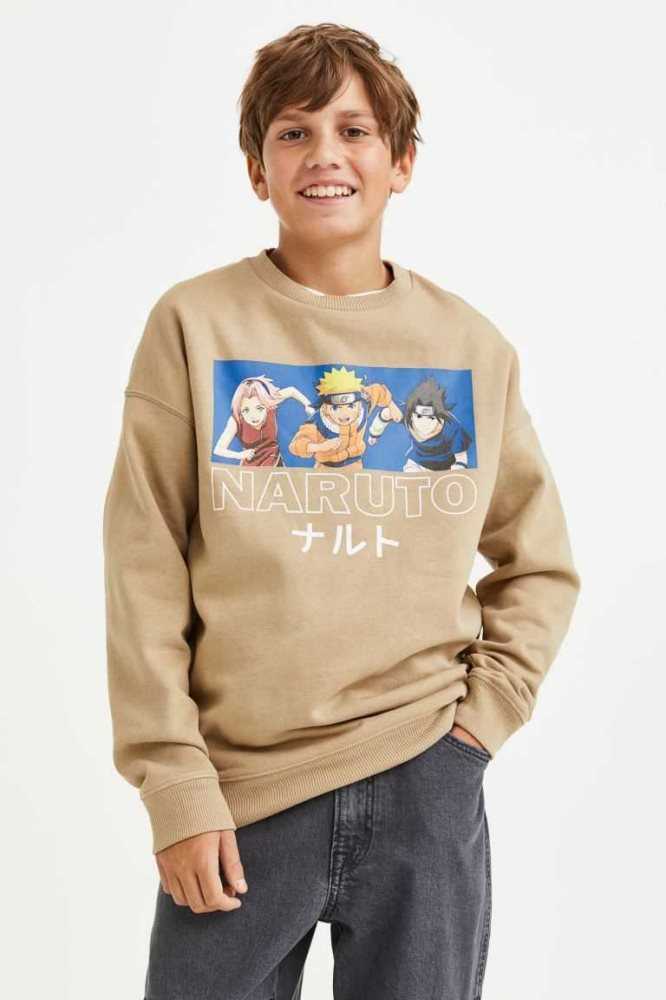 H&M SweatshirtMotif Hemd Kinder Dunkelgrau | 3019-BJDAP