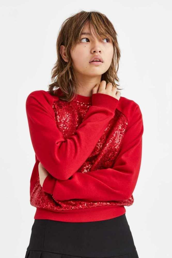 H&M Sweatshirt Hemd Kinder Rot | 9867-OZUAD