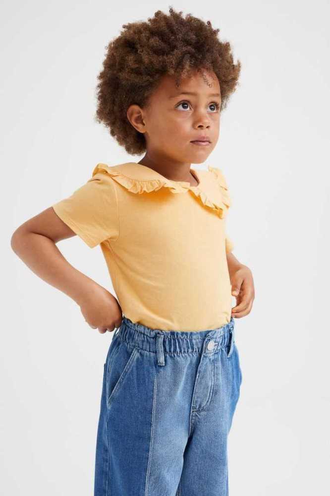 H&M T-shirtCollar Hemd Kinder Gelb | 5269-WTXAF